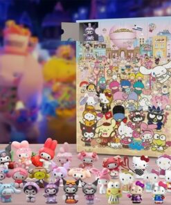 Sanrios Hello Kitty Kuromi Melody Cinnamoroll Christmas Advent Calendar Kawaii Cartoon Model Doll Halloween Decoration Xmas Gift