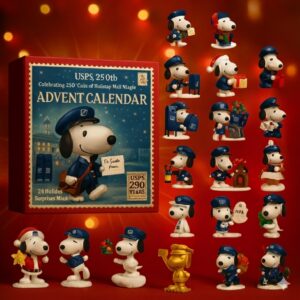 Snoopy USPS Advent Calendar 2025, Christmas Countdown Advent Calendar Gift Box With 24 Acrylic Ornaments
