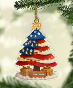 US 250 Years 1776-2026 Ornament, America Patriotic Christmas Tree Decoration, 250th Anniversary Ornament