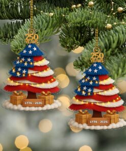 Alternative view of US 250 Years 1776-2026 Ornament, America Patriotic Christmas Tree Decoration, 250th Anniversary Ornament
