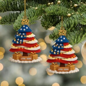 Alternative view of US 250 Years 1776â€“2026 Ornament, America Patriotic Christmas Tree Decoration, 250th Anniversary Ornament 683327