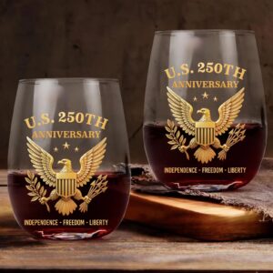 Alternative view of U.S. 250 Years Anniversary Wine Glass | Patriotic 4th of July Glass | Happy 250th Birthday America | Independence Day Gift 682714