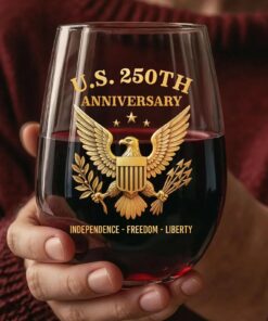 U.S. 250 Years Anniversary Wine Glass | Patriotic 4th of July Glass | Happy 250th Birthday America | Independence Day Gift