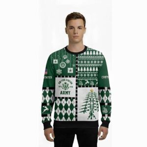 Alternative view of US Army Merry Christmas Veteran Custom Name Ugly Sweater