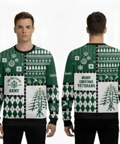 US Army Merry Christmas Veteran Custom Name Ugly Sweater