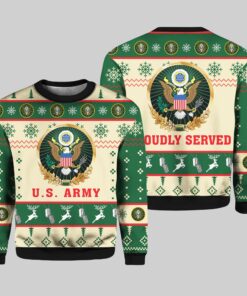 US Army Proudly Served Veterans Ugly Christmas Sweater