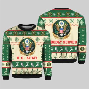 US Army Proudly Served Veterans Ugly Christmas Sweater - Grishko.com
