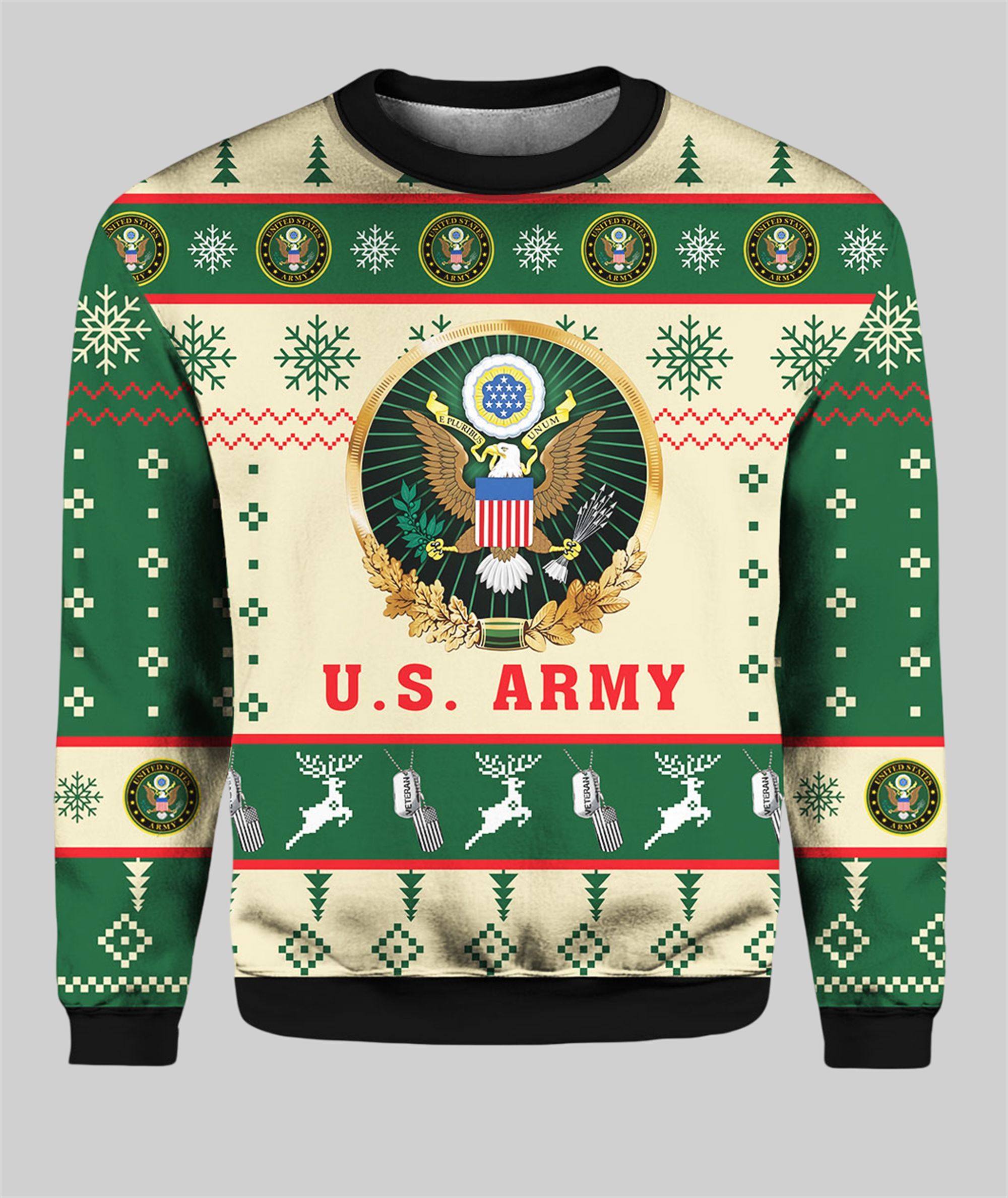 US Army Proudly Served Veterans Ugly Christmas Sweater - Grishko.com - Image 2