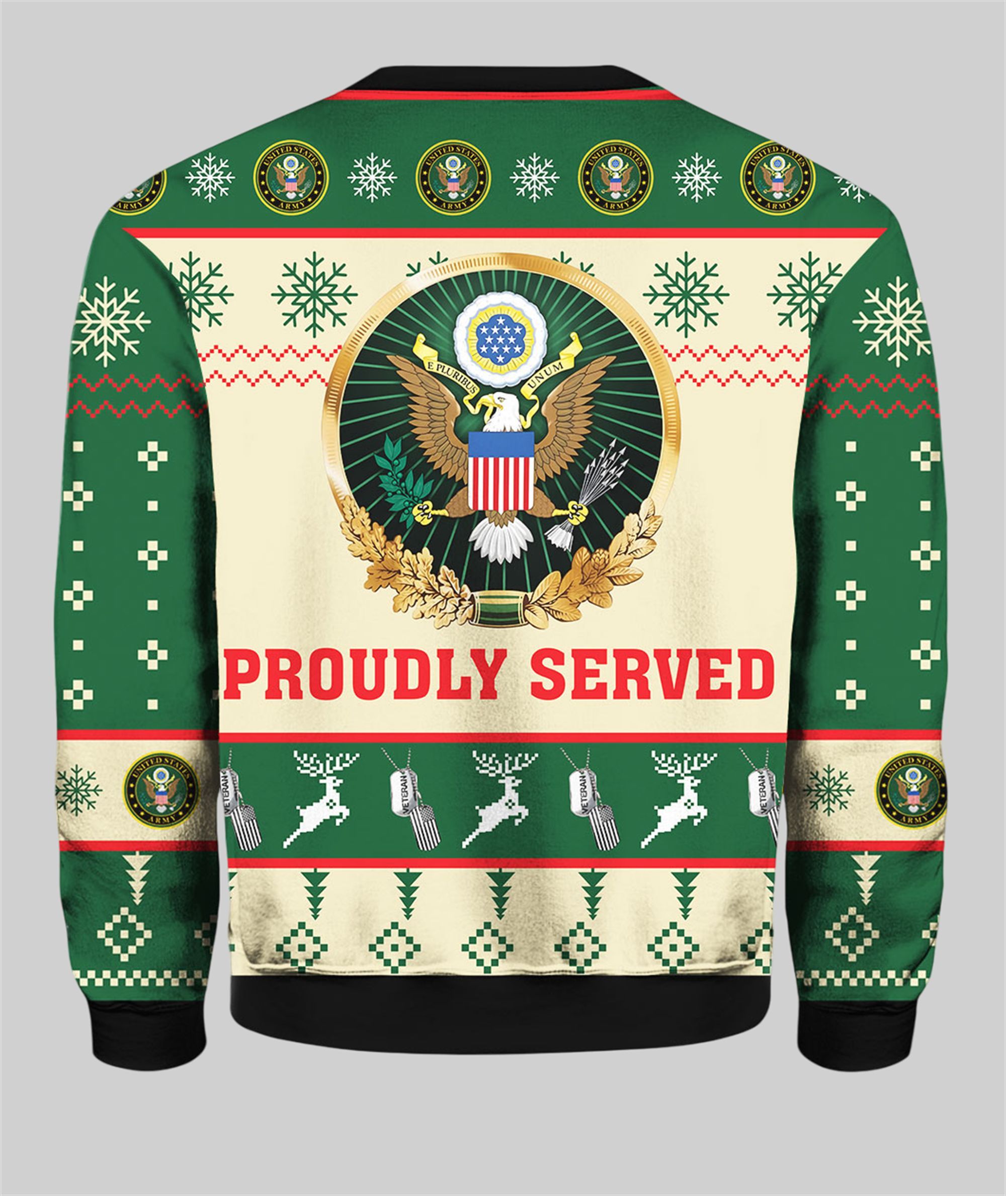 US Army Proudly Served Veterans Ugly Christmas Sweater - Grishko.com - Image 3
