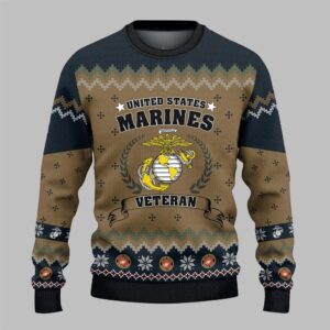 US Marine Veteran Ugly Sweater 2025 Christmas - Grishko.com