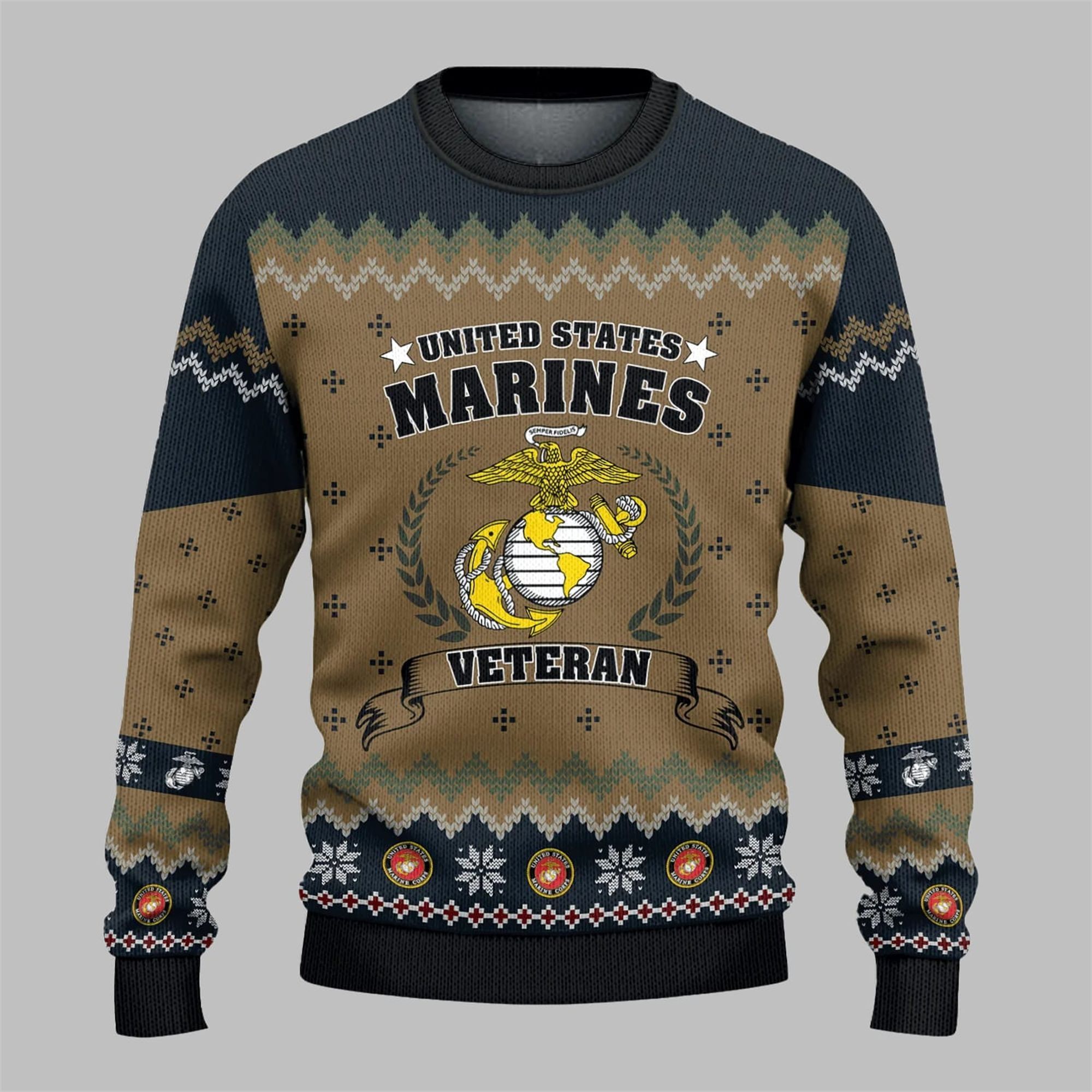 US Marine Veteran Ugly Sweater 2025 Christmas - Grishko.com