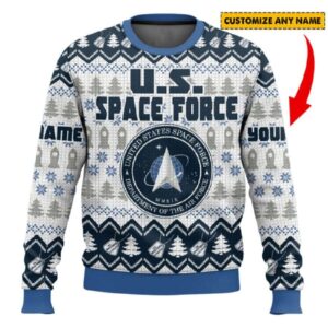 US Space Force Custom Name Ugly Christmas Sweater