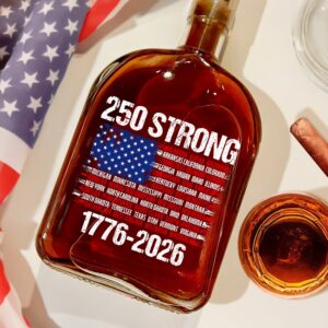 Alternative view of USA 250 Strong Flag American States Patriotic Whiskey Bottle LM32 895245