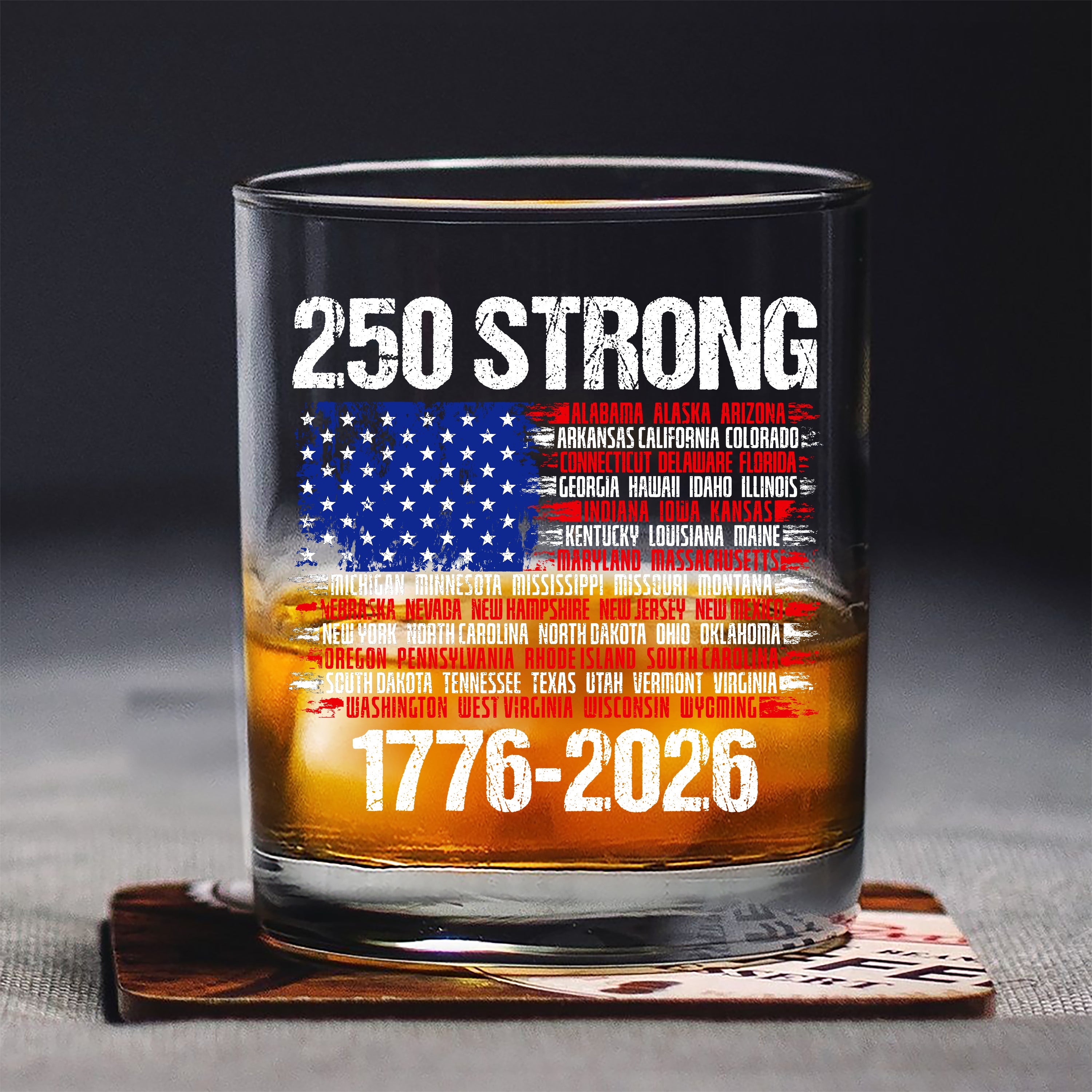 USA 250 Strong Flag American States Patriotic Whiskey Glass LM32 895337 - Image 6