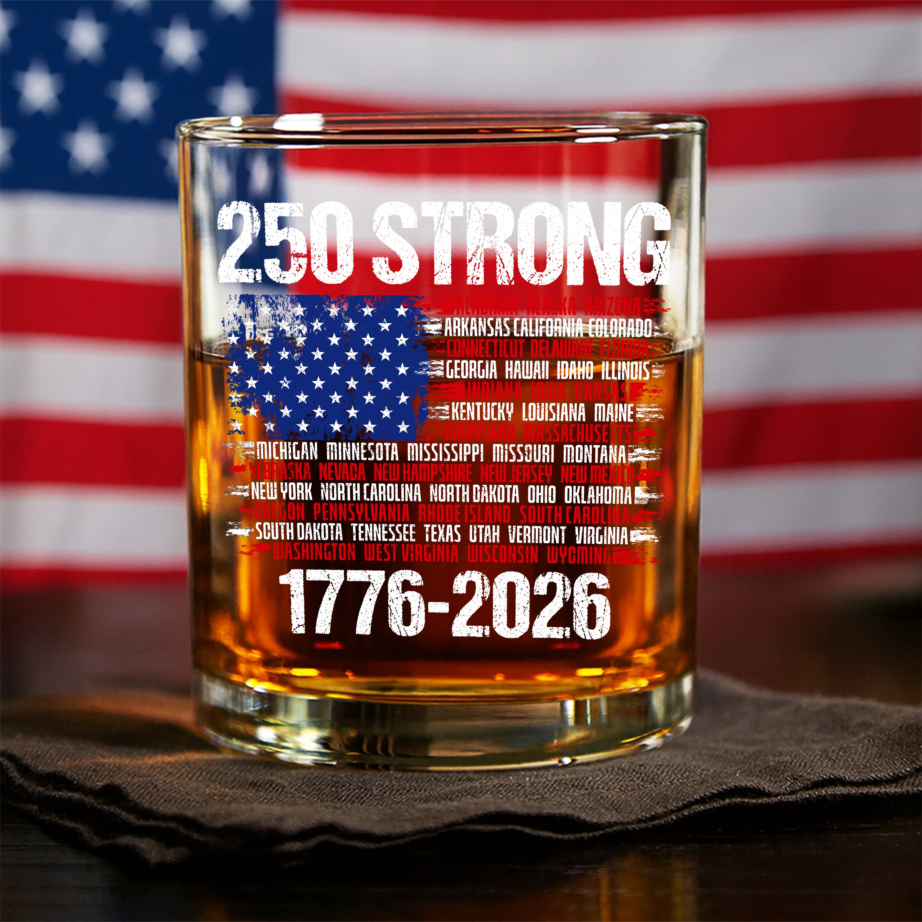 USA 250 Strong Flag American States Patriotic Whiskey Glass LM32 895337 - Image 9