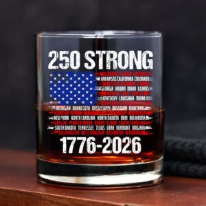 Alternative view of USA 250 Strong Flag American States Patriotic Whiskey Glass LM32 895337