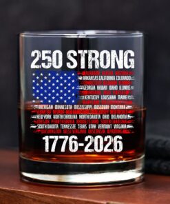 Alternative view of USA 250 Strong Flag American States Patriotic Whiskey Glass