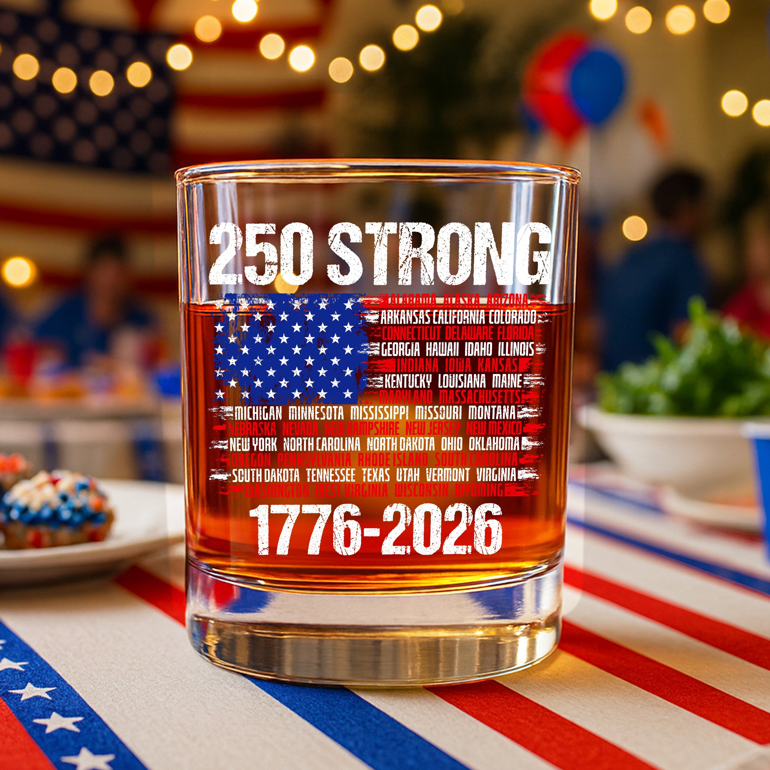 USA 250 Strong Flag American States Patriotic Whiskey Glass LM32 895337 - Image 4