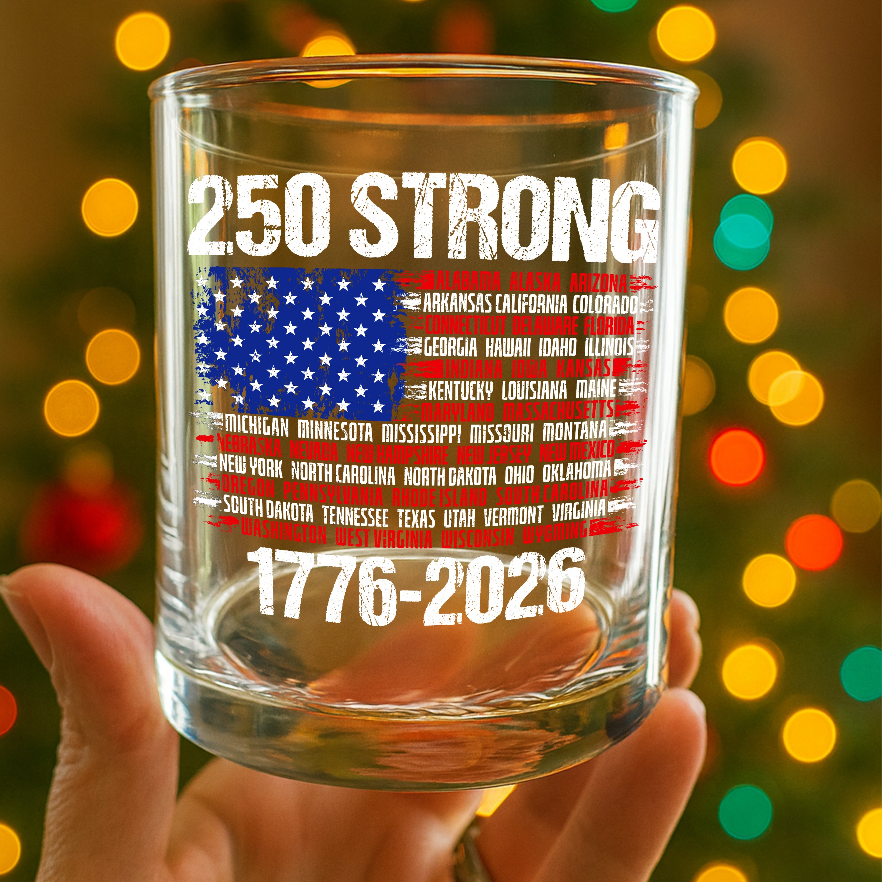 USA 250 Strong Flag American States Patriotic Whiskey Glass LM32 895337 - Image 10