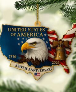 USA 250 Years 1776-2026 Wood Ornament | Patriotic 4th of July Christmas Ornament | Happy 250th Birthday Ornament