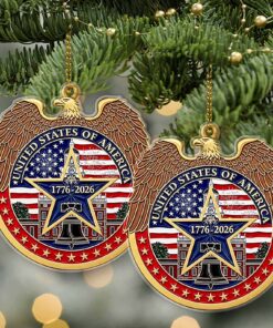 Alternative view of USA 250 Years Acrylic Ornament, American Flag Eagle 250th Anniversary Christmas Tree Decoration