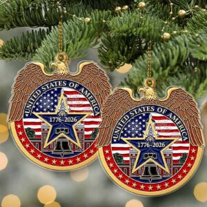 Alternative view of USA 250 Years Acrylic Ornament, American Flag Eagle 250th Anniversary Christmas Tree Decoration 683265