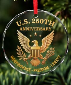 USA 250 Years Anniversary Glass Ornament | Patriotic 4th of July | Happy 250th Birthday America Christmas Ornament