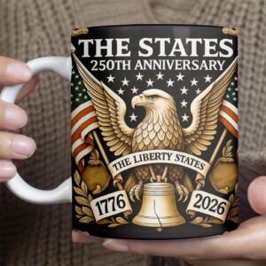 Alternative view of USA 250 Years Anniversary Mug | American Independence 1776-2026 | Patriotic 4th of July White Mug 682736