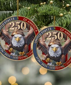 Alternative view of USA 250th Anniversary Acrylic Ornament | 1776-2026 Eagle Christmas Ornament | 250 Years of Freedom Patriotic Gift for Veterans