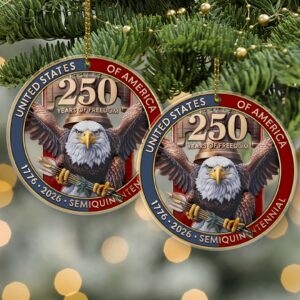 Alternative view of USA 250th Anniversary Acrylic Ornament | 1776â€“2026 Eagle Christmas Ornament | 250 Years of Freedom Patriotic Gift for Veterans 683377