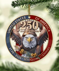USA 250th Anniversary Acrylic Ornament | 1776-2026 Eagle Christmas Ornament | 250 Years of Freedom Patriotic Gift for Veterans