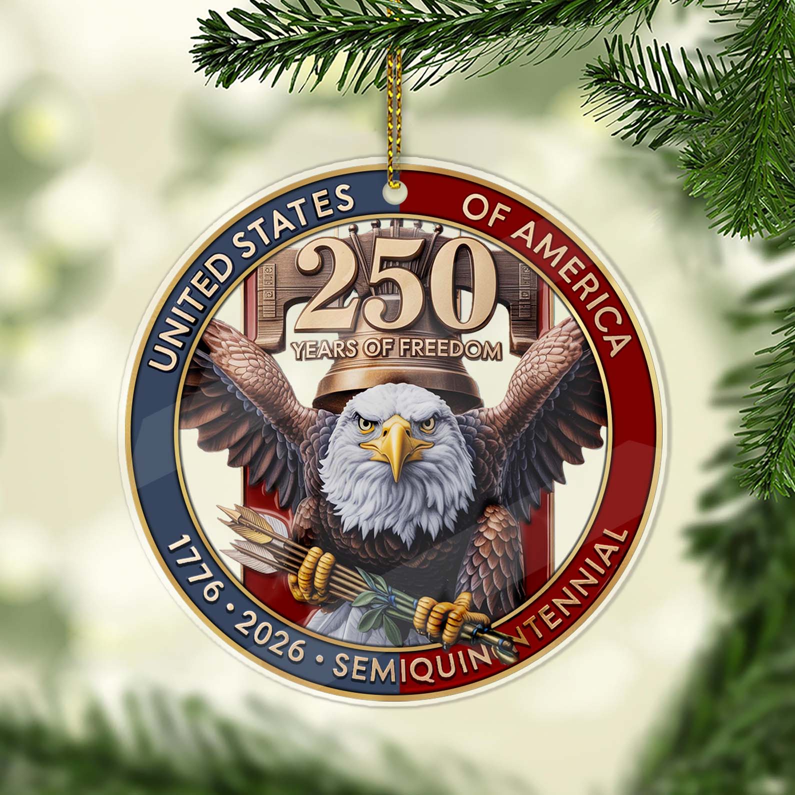 USA 250th Anniversary Acrylic Ornament | 1776â€“2026 Eagle Christmas Ornament | 250 Years of Freedom Patriotic Gift for Veterans 683377
