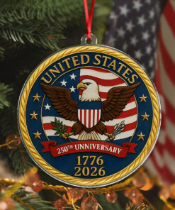 Alternative view of USA 250th Anniversary Eagle USA Flag Acrylic Ornaments Patriotic Gifts For Christmas