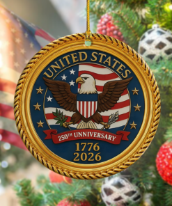 USA 250th Anniversary Eagle USA Flag Ceramic Ornaments Patriotic Gifts For Christmas