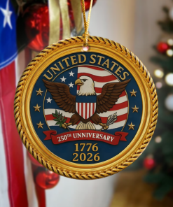 Alternative view of USA 250th Anniversary Eagle USA Flag Ceramic Ornaments Patriotic Gifts For Christmas