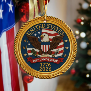 Alternative view of USA 250th Anniversary Eagle USA Flag Ceramic Ornaments Patriotic Gifts For Christmas CH07 899216
