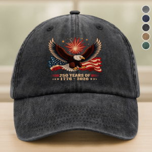 Alternative view of USA 250th Anniversary Hat Patriotic Eagle American Flag 1776-2026 Baseball Cap TH10 896009