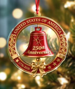 Alternative view of USA 250th Anniversary Red Bell Acrylic Ornament