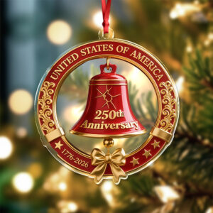 Alternative view of USA 250th Anniversary Red Bell Acrylic Ornament LM32 895863