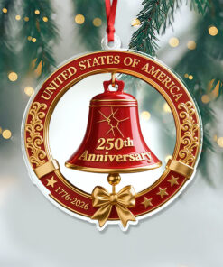 USA 250th Anniversary Red Bell Acrylic Ornament