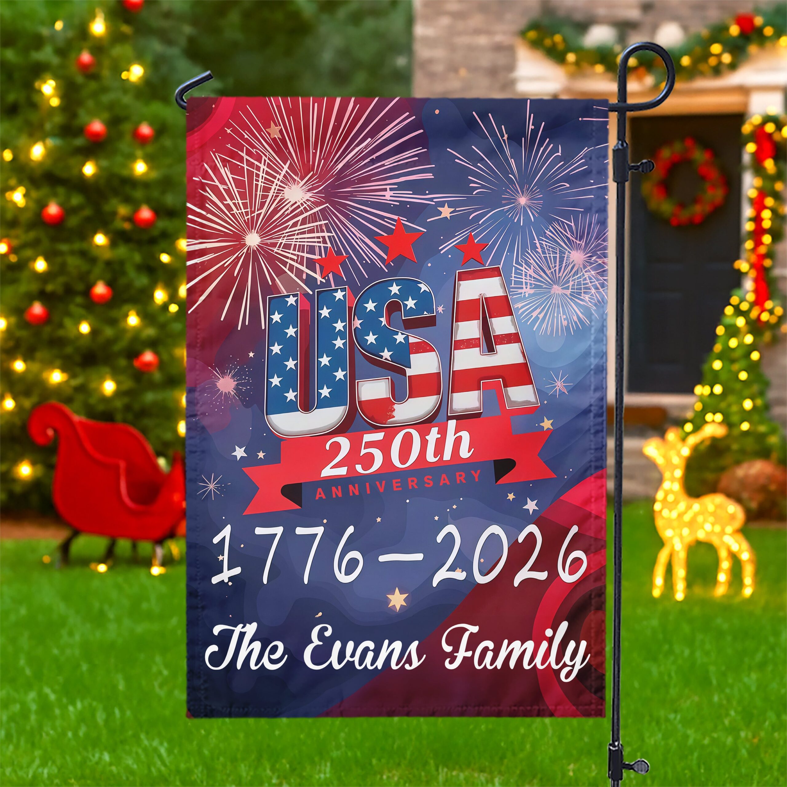 USA 250th Years Anniversary 1776 America 2026 USA July 4th Personalized Garden Flag HA75 897902 - Image 3