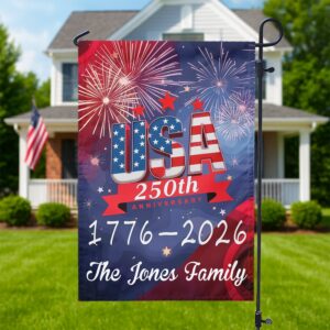Alternative view of USA 250th Years Anniversary 1776 America 2026 USA July 4th Personalized Garden Flag HA75 897902
