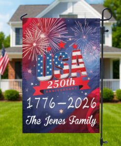 Alternative view of USA 250th Years Anniversary 1776 America 2026 USA July 4th Personalized Garden Flag