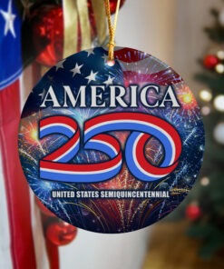Alternative view of USA Semiquincentennial America 250 Patriotic Ceramic Ornament