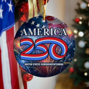 Alternative view of USA Semiquincentennial America 250 Patriotic Ceramic Ornament LM32 895303