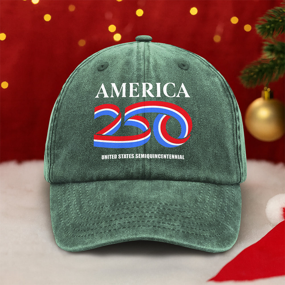 USA Semiquincentennial America 250 Patriotic Washed Denim Baseball Cap LM32 895305 - Image 4