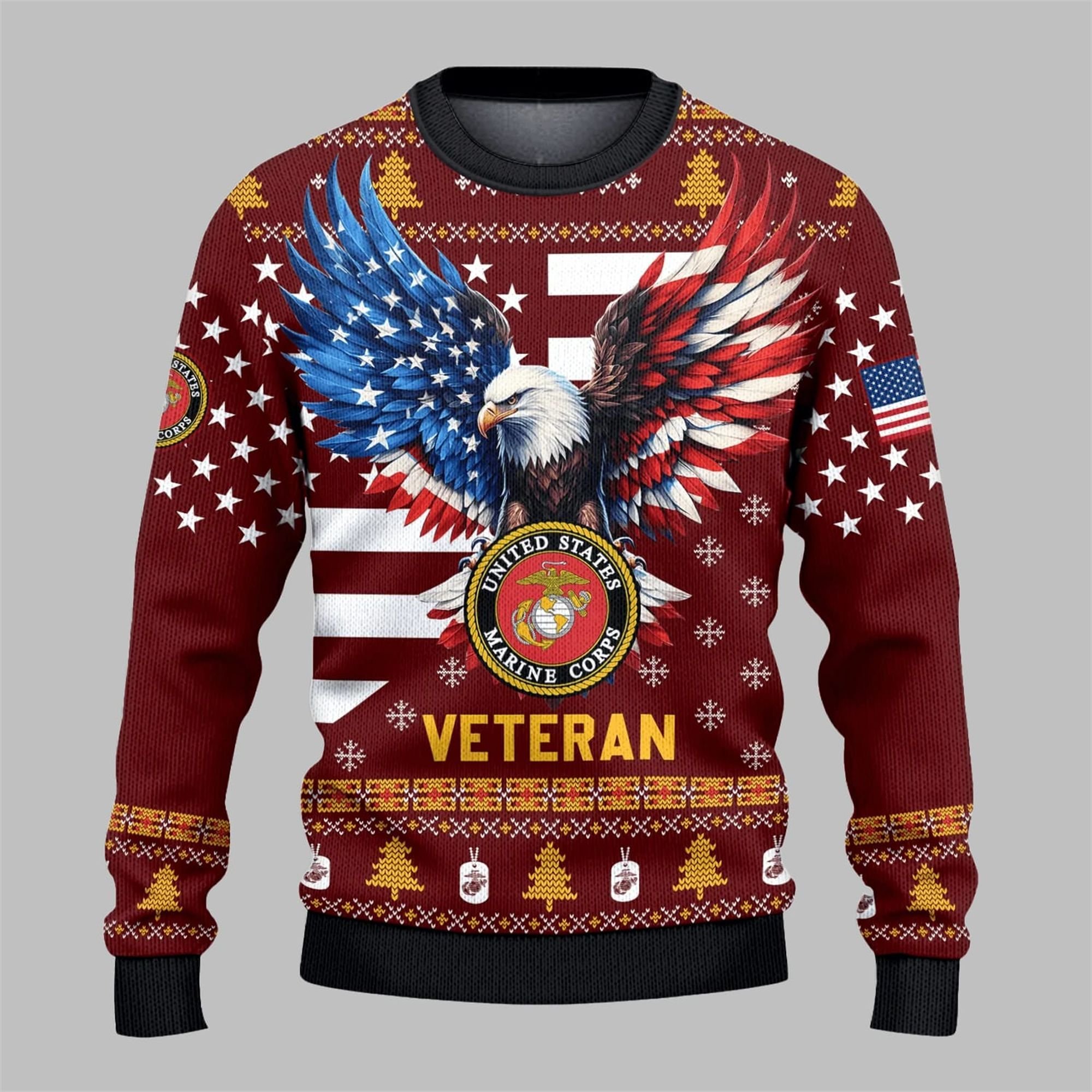 USMC Veteran Ugly Sweater 2025 Christmas - Grishko.com