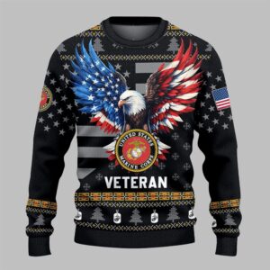 Alternative view of USMC Veteran Ugly Sweater 2025 Christmas - Grishko.com