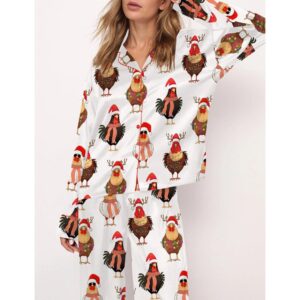 Alternative view of Ð¡ute Christmas Chickens Satin Pajama Set For Women