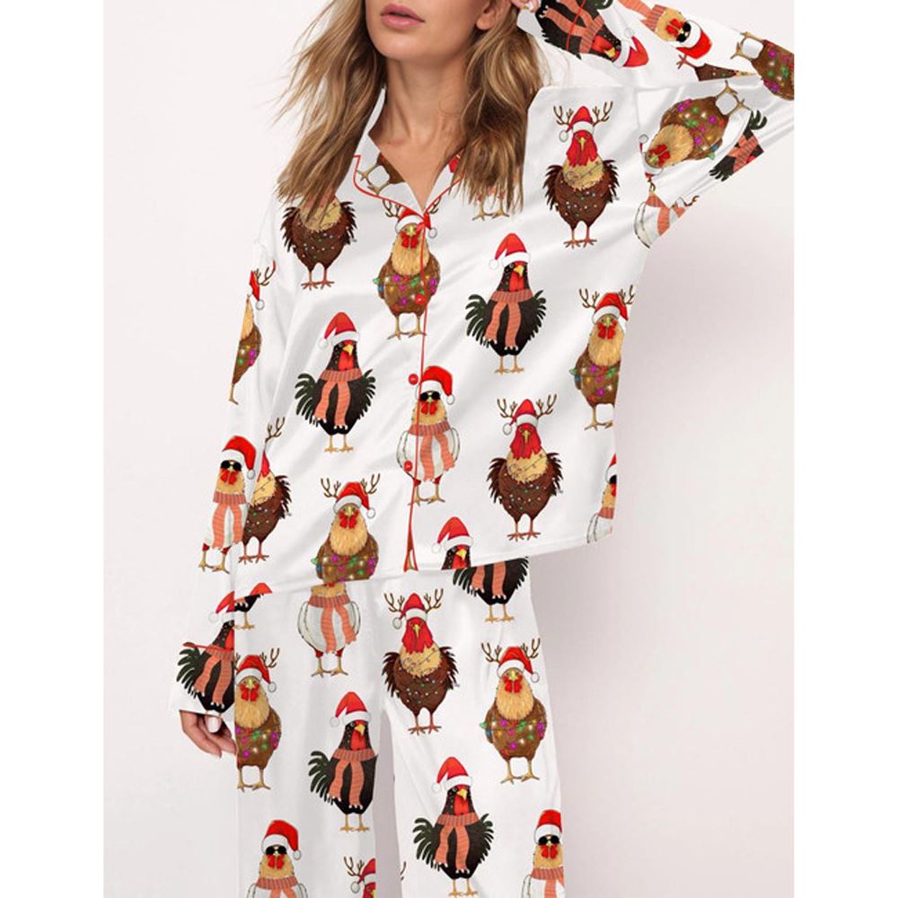 Alternative view of Ð¡ute Christmas Chickens Satin Pajama Set For Women